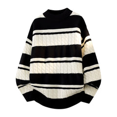 Threebooy Men's Striped Sweater O-Neck Casual Knit Pullovers Fashion Long Sleeve Knitted Sweater Men Autumn Winter Warm Y2K Knitwear Tops