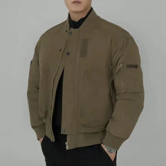 Threebooy Autumn And Winter Fashion Trend Short Stand Collar American Street Loose Casual Trend Baseball Jacket Pilot Cotton Jacket Men