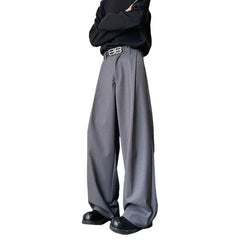 Threebooy Men Wide Leg Pants Solid Color Mopping pants Joggers Loose Pleated Casual Trousers Men Streetwear 2025 NEW Fashion Long Pants