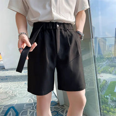 Threebooy Korean Style New Design Men Shorts Summer Short Suit Pants Green Beige Unisex Clothing Solid Thin Regular Fit Shorts S-3XL