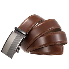 Threebooy Men's Genuine Belt Fashion Automatic Buckle Belt for Popular Business High Quality Male Belt Brown