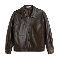 Threebooy Mens Leather Jacket Motorcycle Pocket Jacket Autumn Casual Streetwear Retro Korean Version Jacket Men's Clothing Unisex