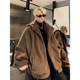Threebooy Plus Size 3XL-M Winter New Berber Fleece Jacket Parka Loose Coat Men Solid Color Mens Hooded Casual Loose Thick Warm Jacket Man