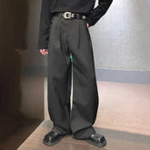 Threebooy Mens Casual Suit Trousers Buckle Decoration British Straight Pants Streetwear Fashion Niche Commuter Pants Men'S Clothing