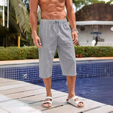 Threebooy Summer Thin Cotton and Linen Seven-point Loose Wide-leg Men's Hip-hop Sports and Casual Shorts