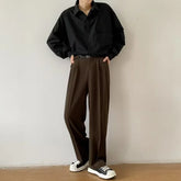 Threebooy Brown Black Suit Pants Men Slim Fit Fashion Social Mens Dress Pants Korean Casual Straight Pants Mens Office Formal Trousers