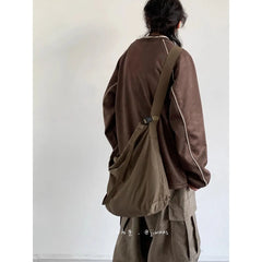 Threebooy Spring Autumn Japanese Retro Color-blocking Pullover Sweatshirt Men's College Style Letters Loose Long-sleeved Sweatshirt Chic