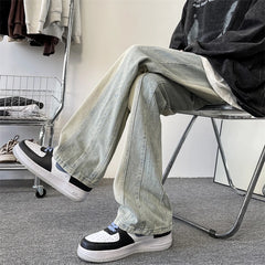Threebooy Luxury Man Jeans Wide Pants Straight Trousers American Vintage Streetwear Baggy New Men's Clothing