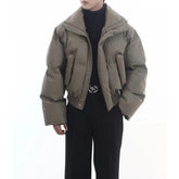 Threebooy Winter Street Fashion Warm Niche Design Y2k Coat Loose Casual Simple Solid Color Short Cotton Coat High Quality Jacket For Men