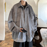 Threebooy Fashion Lapel Button All-match Solid Shirts Coats Men's Clothing Spring New Loose Casual Long Sleeve Tops Korean Shirt