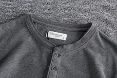 Threebooy Mens 100% Cotton Henley Shirts Spring Autumn New Long Sleeve Solid Color Tops High Quality Slim Fit Buttons Basic Tees Homme 3XL