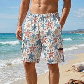 Threebooy Mens All Over Print Beach Shorts with Multi Pockets Summer Quick Dry Board Shorts with Internal Drawstring Swim Trunks Swimwear
