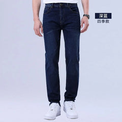 Threebooy Men's Jeans Autumn New Thin Stretch Slim Casual Trendy Straight Trousers