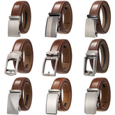 Threebooy Men's Genuine Belt Fashion Automatic Buckle Belt for Popular Business High Quality Male Belt Brown