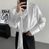 Threebooy Mens Shirt Flowing Collar Chinese Performance Top Thin Niche Personality Streetwear Beach Vacation Shirt Unisex 2024 Summer New