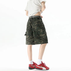 Threebooy Mens Camo Cargo Shorts Summer Outdoor Casual Loose Fit Beach Hiking Tactical Military Camouflage Army Style Comfort Shorts