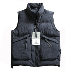 Threebooy Outdoor Mountain Vest Autumn Winter Men Cargo Padded Waistcoat High-filled Velvet High Fluffy Windproof Warm Casual Down Vest