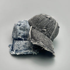 Threebooy New Unisex American Vintage DenimBroken Style Gradient Baseball Hats Versatile Fashion Personal Trend Breathable ins Peaked Caps