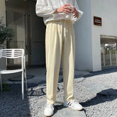 Threebooy Men's Elastic Waist Slim Fit Suit Pants Vintage Casual Pants Male Solid Color Joggers Sweatpants Solid Color Trousers