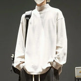 Long Sleeve T-shirts Men Fall Winter Keep Warm Mock Neck Basic Tops Simple Blusas Gentle Casual Teens Hombre All-match BF Ins