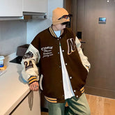 Threebooy Embroidery Baseball Uniform Man Casual Jackets New Autumn Splicing Trendy Jacket Fashion High Street Outerwear Loose Clothes