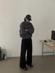Threebooy American Retro Curved Loose Work Pants Men Women Korean Elegant Trousers 2025 New High Street Trend High-end Straight Pants Chic