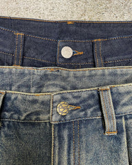 Threebooy Punk Gothic New Oversized Wide Leg Denim Pants Retro Hip Hop Print Pattern Y2k Blue Baggy Jeans Mens Womens Floor Mopping Jeans