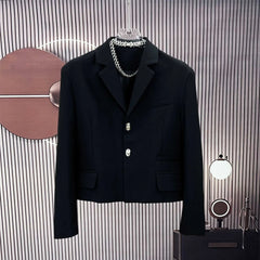 Threebooy Mens Jacket Shoulder Pad Short Suit Collar Casual Jacket Youth British Elegant Fashion All-Match Long Sleeve Jacket Men'S Wear