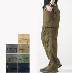 Threebooy Loose Straight Leg Work Pants Men's Outdoor Casual Trousers Large Size Multi Pocket Comfortable Spring Autumn Seasonal Wear