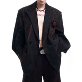 Threebooy Trendy Night Rose Handmade Graffiti Suit Jacket Men Autumn and Winter New Fashion Dark Night Party Dance High-end Suit Men