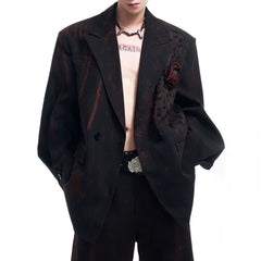 Threebooy Trendy Night Rose Handmade Graffiti Suit Jacket Men Autumn and Winter New Fashion Dark Night Party Dance High-end Suit Men