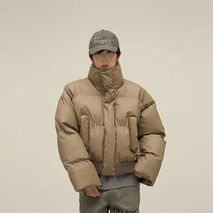 Threebooy 90s Streetwear Autumn Winter Season Leather Cotton Jacket Boys Teenagers Styles Loose Hooded Clothes Men's Zipper Sports Men's Jacket