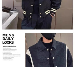 Threebooy New Concave and Convex Coat Men Trendy Lapel Jacket Light Luxury Handsome Fashion Top