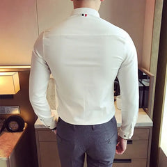 Threebooy Male Spring High Quality Long Sleeve Shirts/Men's Slim Fit lapel Leisure Shirts/Fashion Tops Plus Size 4XL 5XL