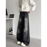Threebooy Jeans Men baggy Wide Leg Washed Marble Jeans Vintage Comfort Denim Pant Relaxed Fit Casual Trousers Trend Streetwear Urban Style