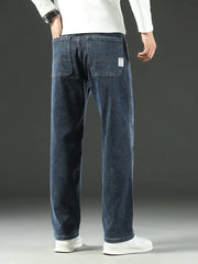 Threebooy New Spring Autumn Men's Loose Jeans Business Casual Comfortable Straight Wide-leg Baggy Denim Trousers Male Brand