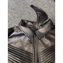 Threebooy 2025 Autumn Winter Motorcycle Leather Jacket Leather Jacket American Punk High-end Trendy Top Loose Men Women Aesthetic Chic