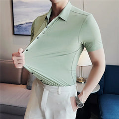 Threebooy Brand Clothing Men's Summer Casual Short-Sleeved Shirt/Camin Men's Slim Fit Short Sleeve Business Shirts Plus Size S-4XL