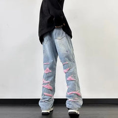 Threebooy Luxury Men's Jeans Man Pants for Mens Korean Popular Clothes Vintage Clothing Streetwear Trousers Work Wear Hip Hop Baggy 2024