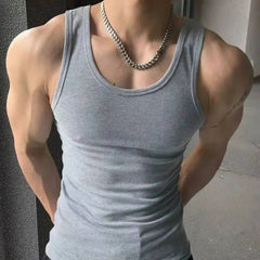 Threebooy Men's Ribbed Tank Top Heavyweight Casual Elastic Breathable Comfortable Daily Summer New Fashion Round Neck Vest
