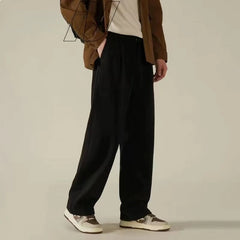 Threebooy American High Street High-end Black Straight Leg Trousers Versatile Trendy Loose Wrinkle Resistant Drooping Feeling Suit Pants