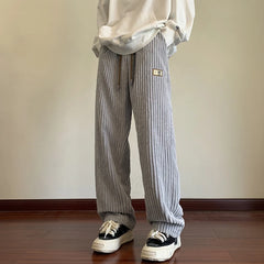 Threebooy Winter Thickened Pants Men Warmth Fashion Oversized Wide Leg Pants Men Streetwear Loose Straight Pants Mens Thick Trousers