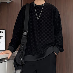 Threebooy Spring Hoodie Men Fashion Casual Black Plaid Sweatshirt Men Streetwear Hip-hop Loose Pullover Hoodie Mens Hoody Plus Size 4XL