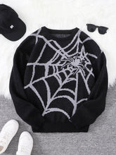 Threebooy New Popular Autumn and Winter Spider Web Jacquard Pattern Pullover Sweater Casual Round Neck Knitted Men's Pullover
