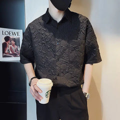 Threebooy Summer Five-point Sleeve Shirt Men's New Casual Handsome Half-sleeved Inch Shirt Thin Men's Top Mid-sleeved Shirt