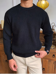 Threebooy Ripped Casual Knit Pullover for Men, Fall Winter Long Sleeve Crew Neck Shirt, Vintage Old Money Style Comfortable Top