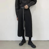 Threebooy Mens Pants Y2k Dark Gothic Style Belt Casual Pants Autumn Streetwear Fashion Straight Wide Leg Cropped Pants Men'S Clothing