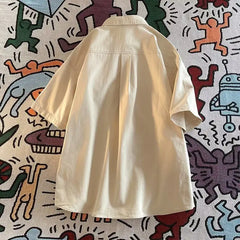 Threebooy Japan Style Simple Shirt Workwear High-end Short-sleeved Shirt in Summer New Trendy City Cargo Blouse Casual Versatile Shirt