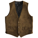 Threebooy Men Vest Brown Herringbone Single Button Waistcoat Vintage Regular Slim For Wedding Banquet Work Business Casual Men Suit Vest