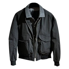 Threebooy Japanese Men's Spliced Jacket Spring Autumn Korean Casual Big Pockets Coat Unisex Workwear Denim Fake Two-piece Men's Lapel Top